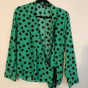 Zara Green Polka Dot Blouse